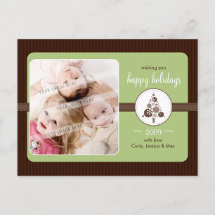 FOTO GREETING POSTCARD: Moderner Spottenbaum L2 Feiertagspostkarte