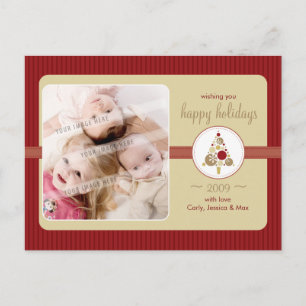 FOTO GREETING POSTCARD: Moderner Spottenbaum L4 Feiertagspostkarte