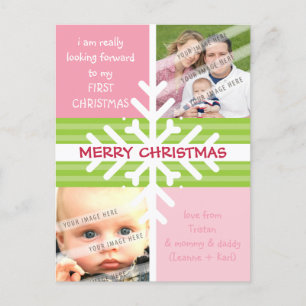 FOTO GREETING POSTCARD :: Schneeflockensezierung P Feiertagspostkarte