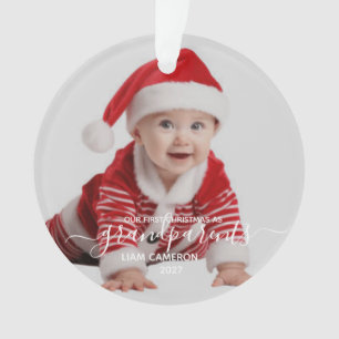 Foto Großeltern erstes Weihnachten White Script Ornament