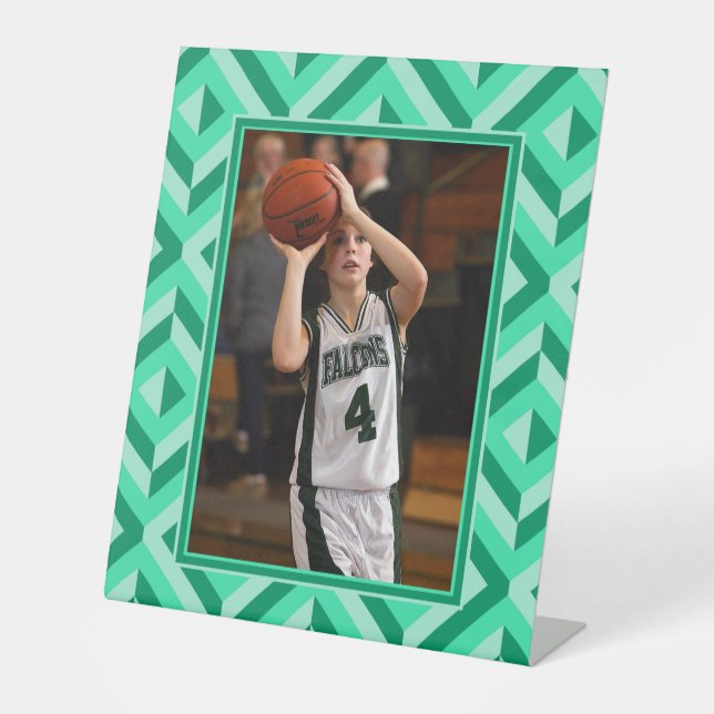 Foto Grün Drei-Tonen-Diamantmuster Sockelschild (Vorderseite)