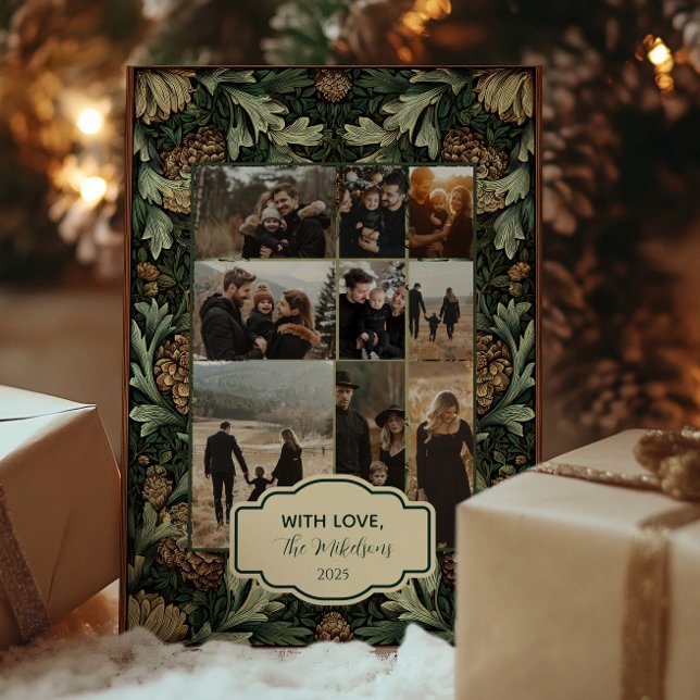 Foto Grün Pinecone Botanische Weihnachtszeit Feiertagskarte (Von Creator hochgeladen)