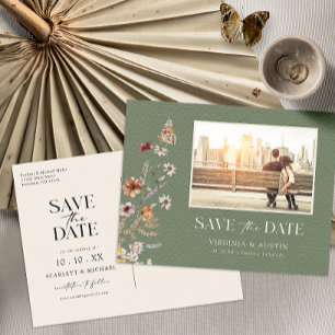 Foto Grün Save The Date Postkarte