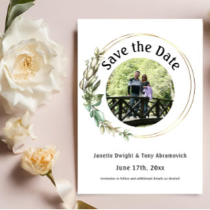 Foto Grüne Blätter Save the Date Einladung