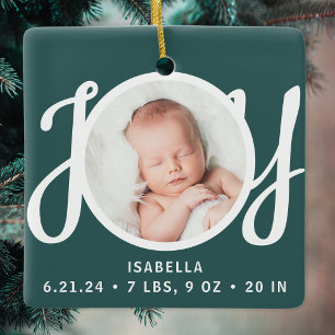 Foto-Grünes-Andenken an die Geburt eines Babys mit Keramikornament