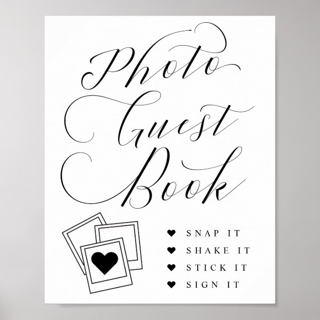 Foto Guest Book Calligraphy Script Wedding Sign Poster (Vorne)