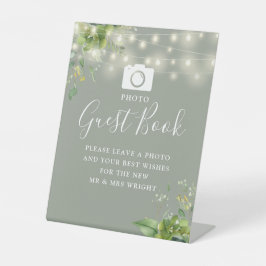 Foto Guest Book Greenery Sage Green Wedding Sockelschild