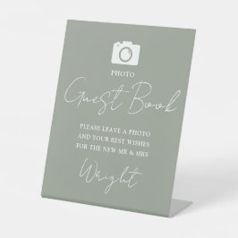 Foto Guest Book Script Sage Green Wedding Sockelschild