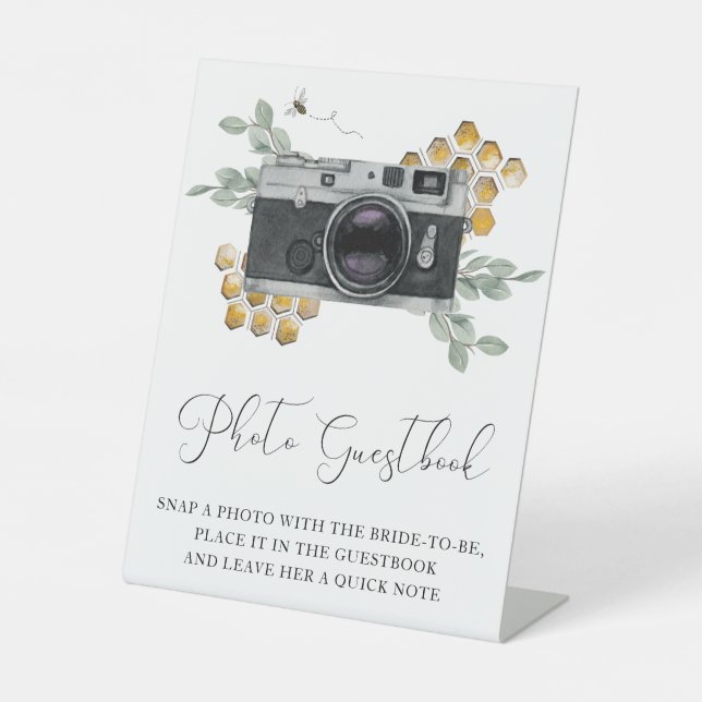 Foto Guestbook Bienen und Eukalyptus-Zeichen Sockelschild (Vorderseite)