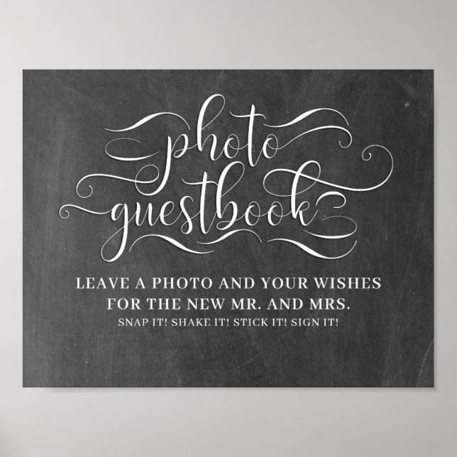 Foto Guestbook Chalkboard Wedding Sign Poster (Vorne)
