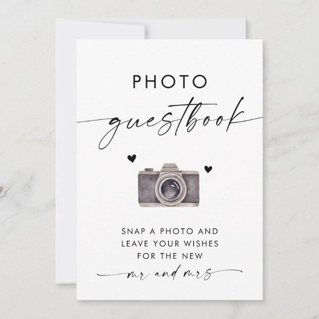 Foto Guestbook Sign | Moderne Minimalistische Hoch Einladung (Vorderseite)