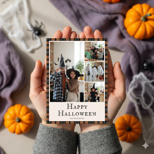 Foto Halloween Kariert Tartan Orange Black Feiertagskarte