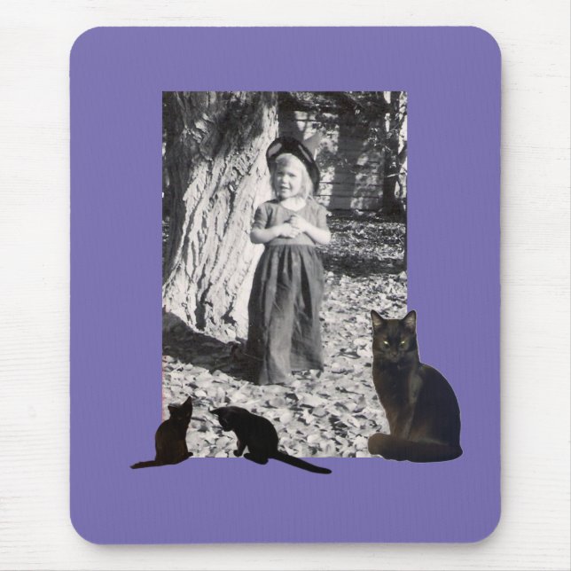 Foto Halloween Kinderkatzenkatze Lila Mousepad (Vorne)