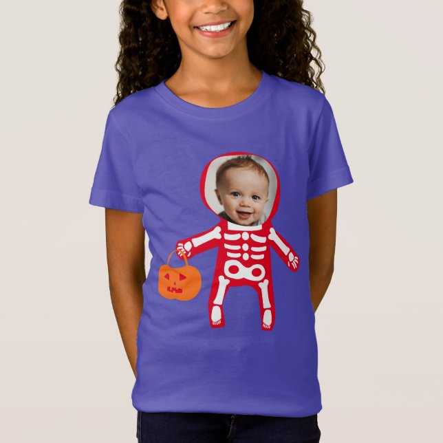 Foto Halloween Skeletttrick oder Leckerbissen T-Shirt (Vorderseite)