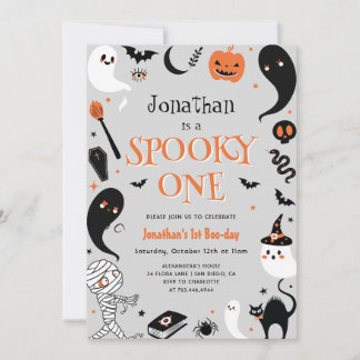Foto Halloween Spooky One Boy 1. Geburtstag Einladung