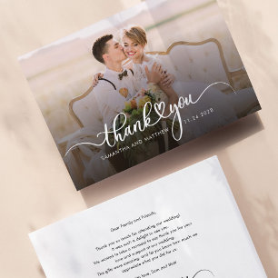 Foto Hand-Buchstaben Hochzeit Dankeschön-Karte
