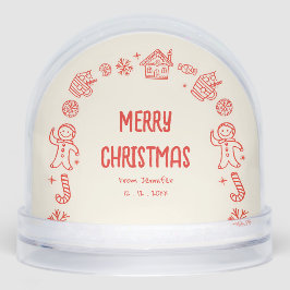 Foto Hand Drawn Doodle Whimsical Frohe Weihnachten Schneekugeln