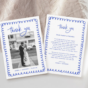 Foto Hand Drawn French Blue Wedding Dankeskarte