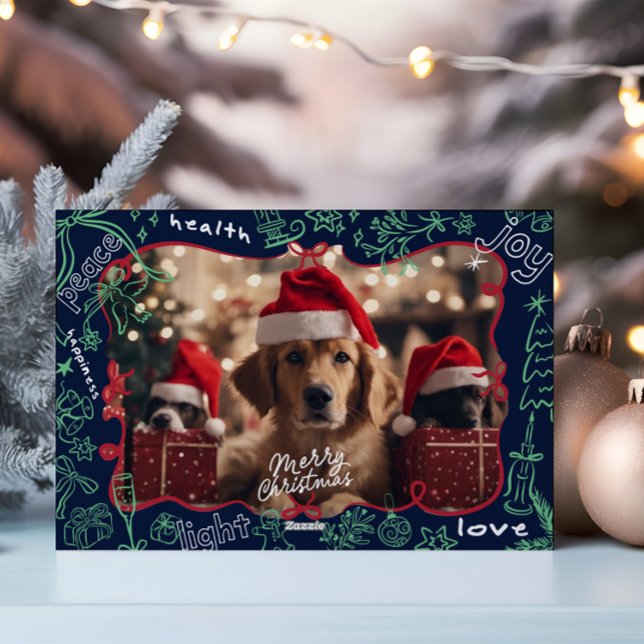 Foto Hand gezogen Frohe Weihnachtskarte Feiertagskarte (Von Creator hochgeladen)