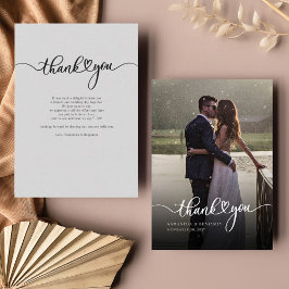Foto Hand Lettered Elegant Wedding Dankeschön Card Mitteilungskarte