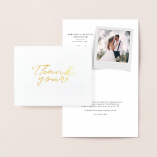 Foto handgeschriebene Hochzeit Danke Gold Folienkarte