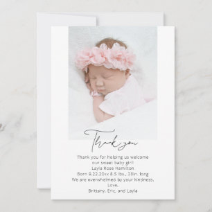 Foto Handgeschriebene Kalligrafie Babyparty Dankeskarte