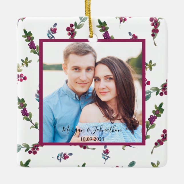 Foto Handgeschriebene Skripterbeeren Keramikornament (Vorderseite)