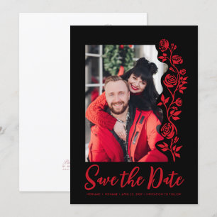 Foto Handgezeichnete Rote Rosen Schwarz Bold einfa Save The Date