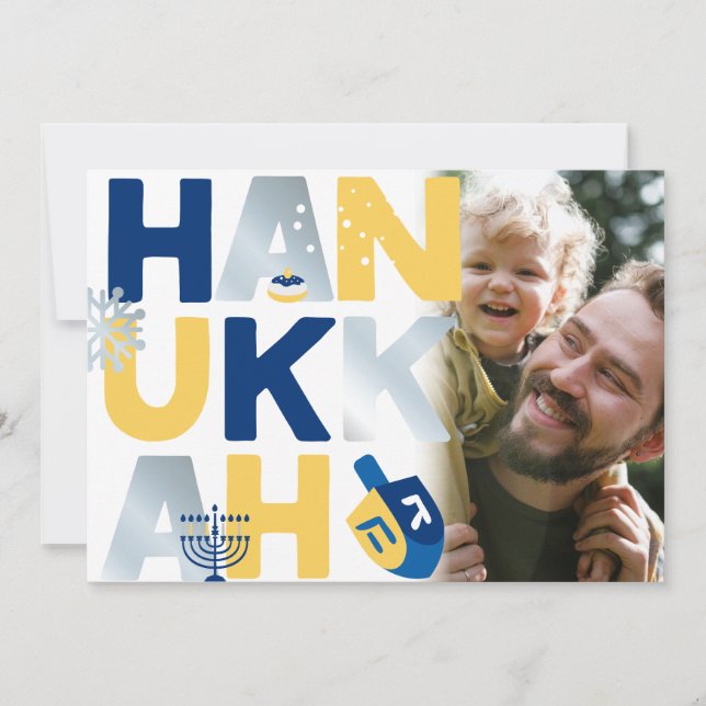 Foto HANUKKAH Menorah Dreidel Grußkarte (Vorderseite)