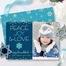 Foto Hanukkah Peace Joy Liebe Snowflake Real Gold