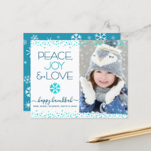 Foto Hanukkah Peace Liebe Snowflake Card