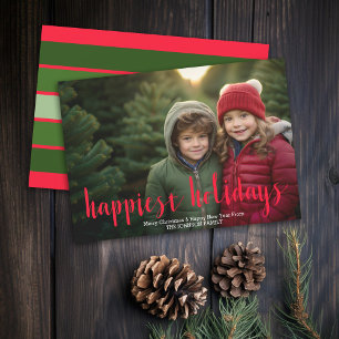 Foto - Happiest Holidays Moderne Schrift - Streife Feiertagskarte