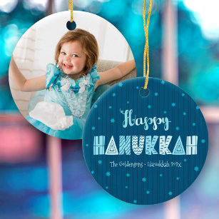 Foto Happy Hanukkah Spaß Typografie Star von David Keramik Ornament