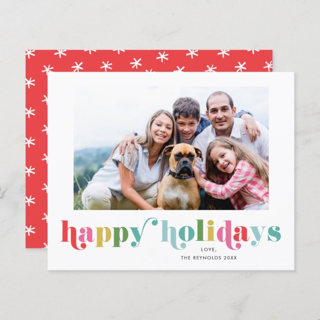 Foto Happy Holiday Card mit farbenfrohen Preisen (Vorne/Hinten)