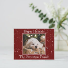 Foto Happy Holidays Snow Overlay Budget Rot Feiertagspostkarte