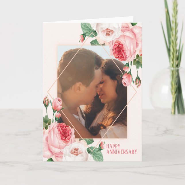 Foto-Happy-Jubiläum-Rose Grußkarte Karte (Vorderseite)