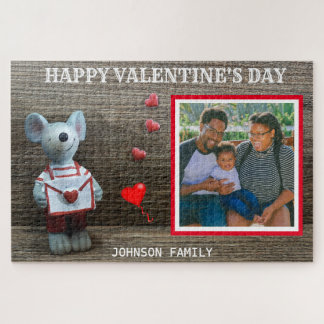 Foto Happy Valentine's Day Rotes Herz Rustikales H Puzzle