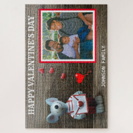 Foto Happy Valentine's Day Rotes Herz Rustikales H Puzzle