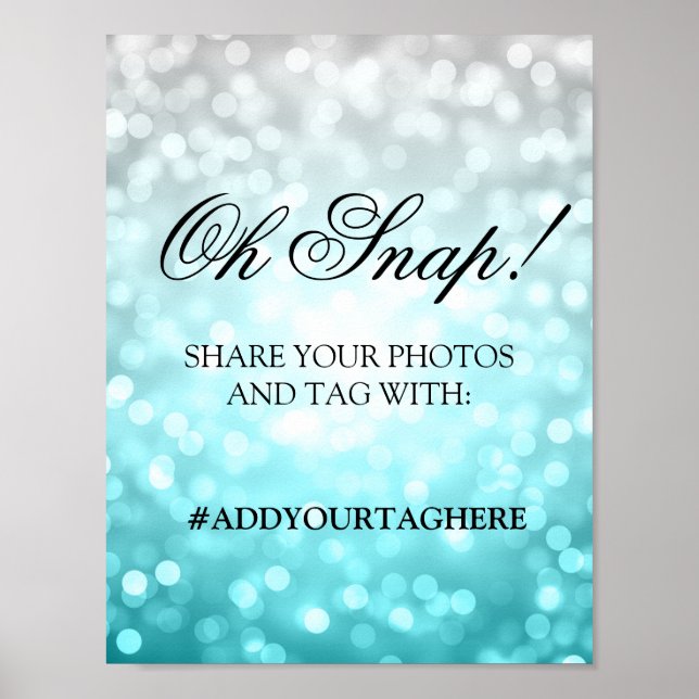 Foto Hashtag Wedding Sign Beach Ombre Lights Poster (Vorne)
