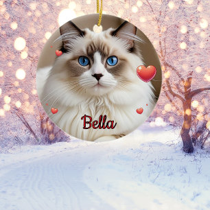 Foto Haustier Katze Herzen  Personalisieren Keramik Ornament