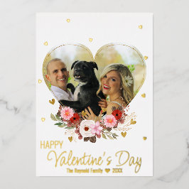 Foto Heart Gold Glitzer Herzlich Willkommen am Val Folien Feiertagskarte