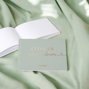 Foto Heart Script Babydusche Grün Gästebuch