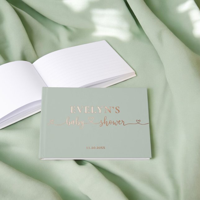 Foto Heart Script Babydusche Grün Gästebuch (Von Creator hochgeladen)