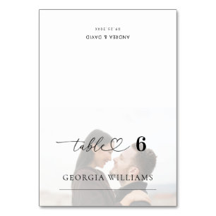 Foto Heart Wedding Editable Guest Name Tischnummer