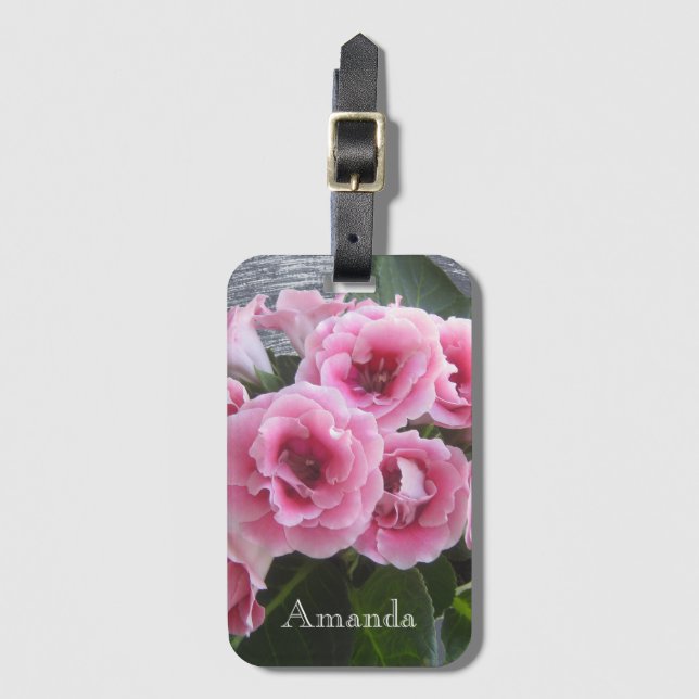 Foto. Helles Bouquet mit rosa Blume. Gepäckanhänger (Vorderseite Vertikal)