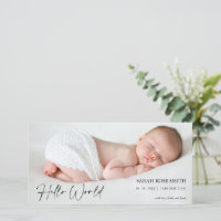 Foto Hello World Birth Ankündigung Fotokarte