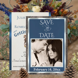 Foto & Herz - Blau Save The Date