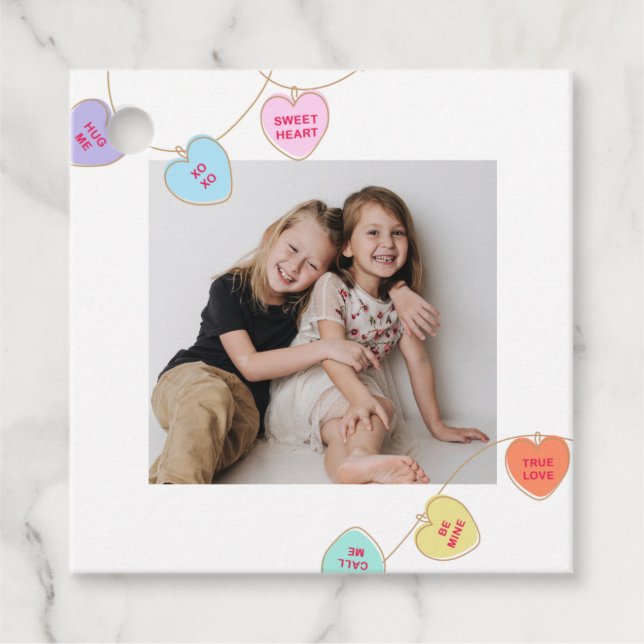 Foto Herz Candy Valentinstag Geschenkanhänger (Vorderseite)