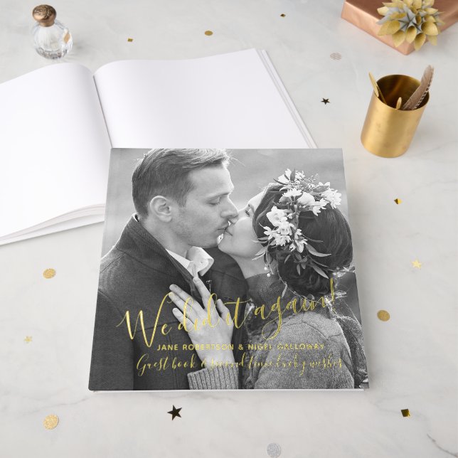Foto Herz hat es wieder geheiratet Foto Hochzeit Gästebuch (Vorderseite Offen)