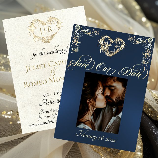 Foto & Herz Monogramm - Blau Save The Date (Von Creator hochgeladen)